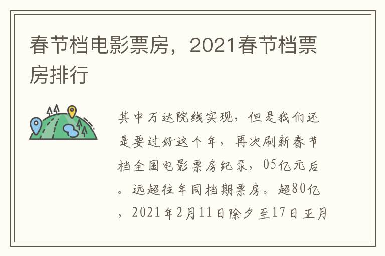 春节档电影票房，2021春节档票房排行