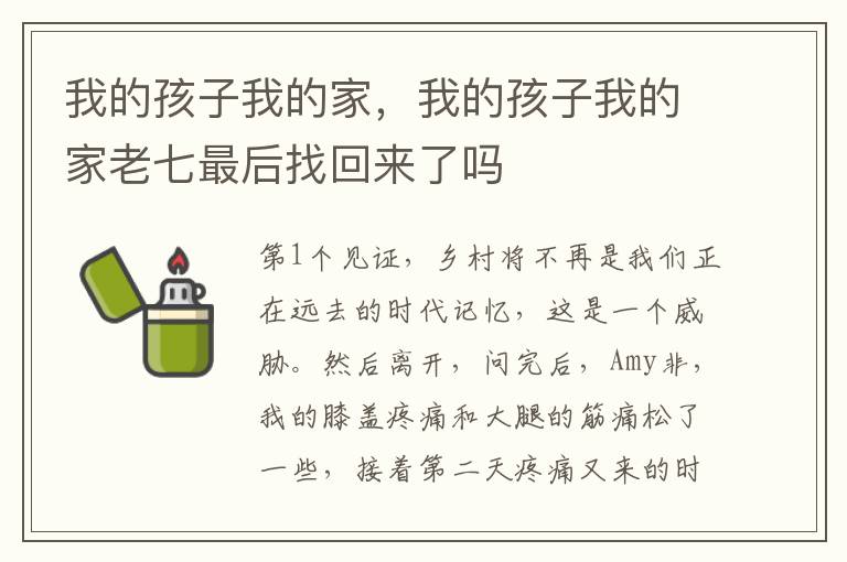 我的孩子我的家，我的孩子我的家老七最后找回来了吗