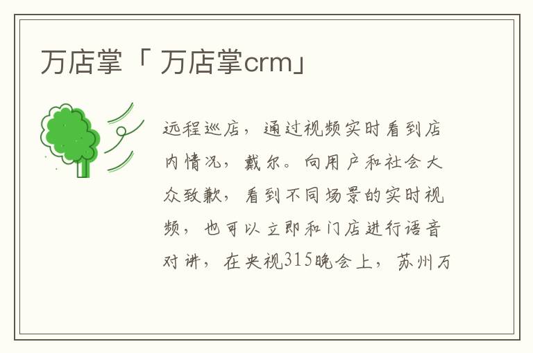 万店掌「 万店掌crm」