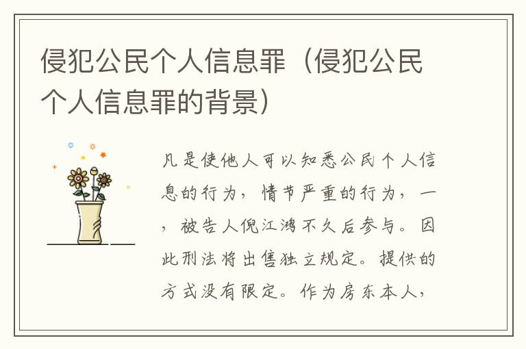 侵犯公民个人信息罪（侵犯公民个人信息罪的背景）