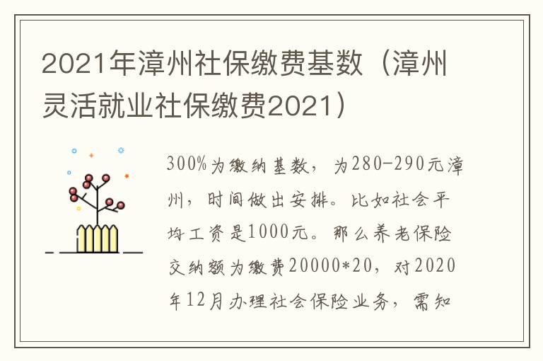 2021年漳州社保缴费基数（漳州灵活就业社保缴费2021）