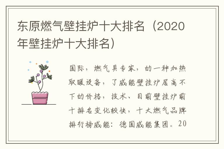 东原燃气壁挂炉十大排名（2020年壁挂炉十大排名）