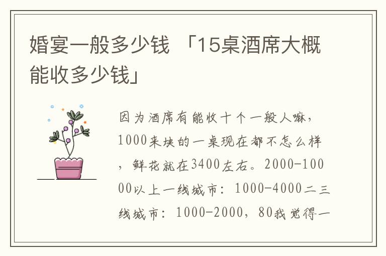 婚宴一般多少钱 「15桌酒席大概能收多少钱」