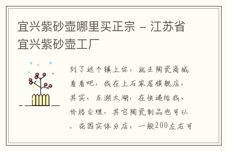 宜兴紫砂壶哪里买正宗 - 江苏省宜兴紫砂壶工厂