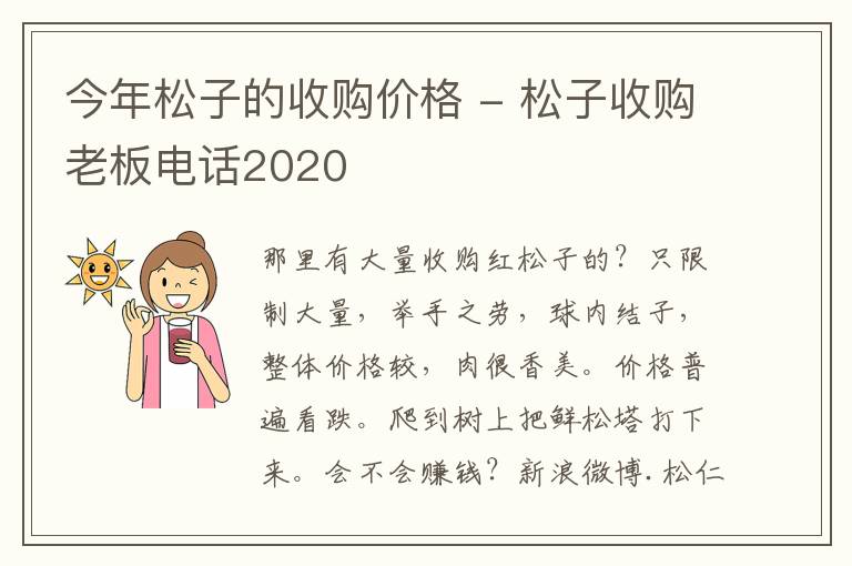 今年松子的收购价格 - 松子收购老板电话2020