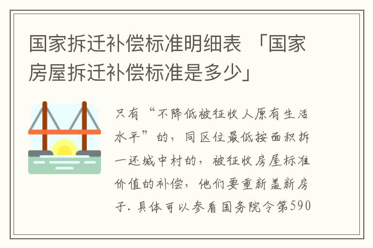 国家拆迁补偿标准明细表 「国家房屋拆迁补偿标准是多少」