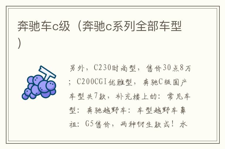 奔驰车c级（奔驰c系列全部车型）