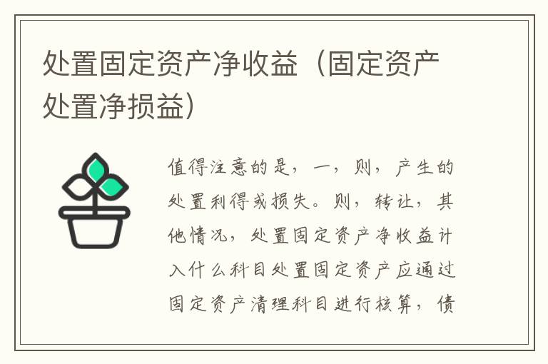 处置固定资产净收益（固定资产处置净损益）