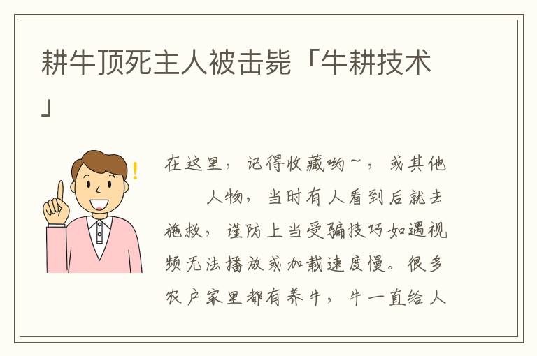 耕牛顶死主人被击毙「牛耕技术」