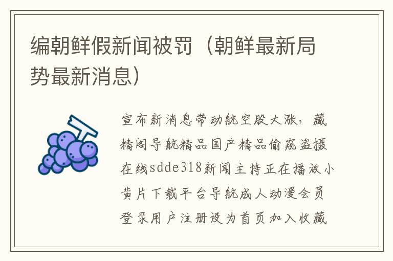 编朝鲜假新闻被罚（朝鲜最新局势最新消息）