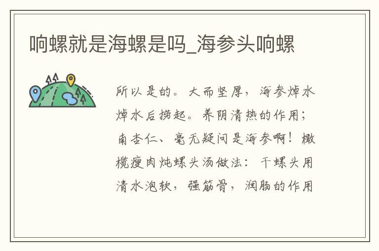 响螺就是海螺是吗_海参头响螺