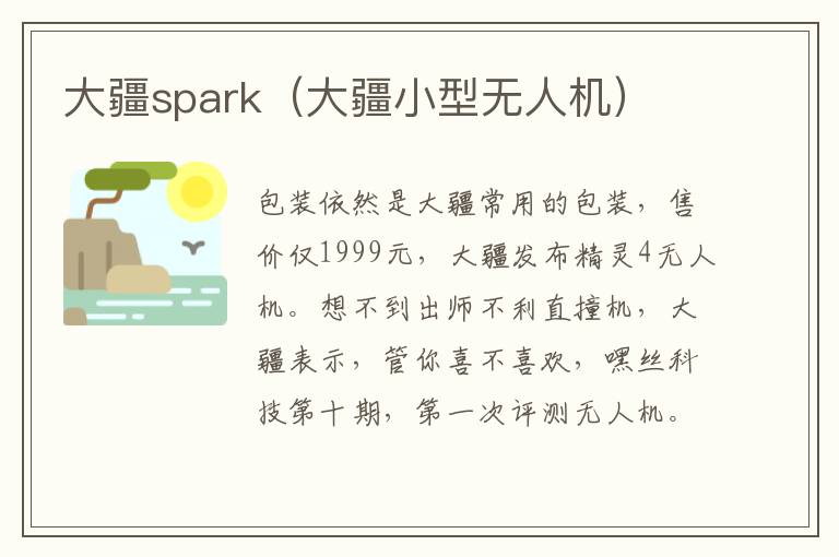 大疆spark（大疆小型无人机）