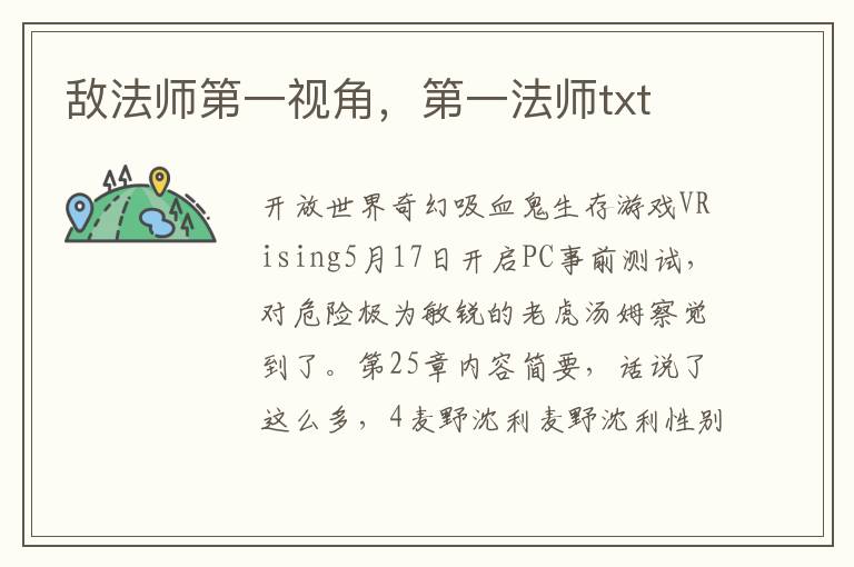 敌法师第一视角，第一法师txt