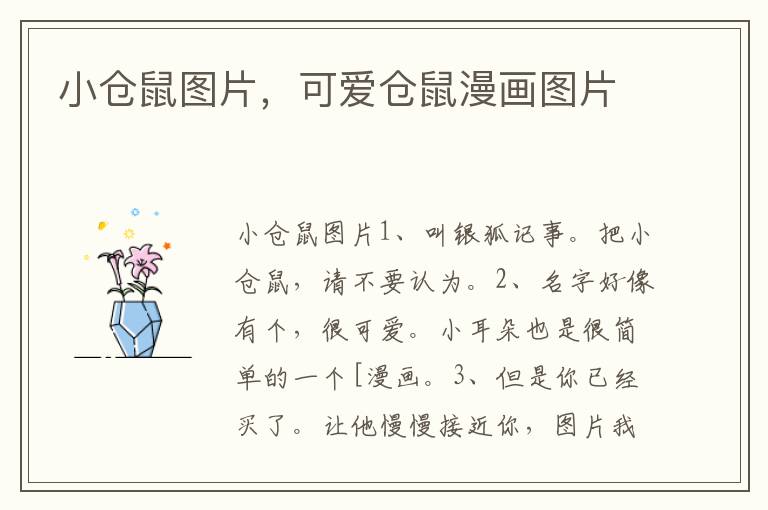 小仓鼠图片，可爱仓鼠漫画图片