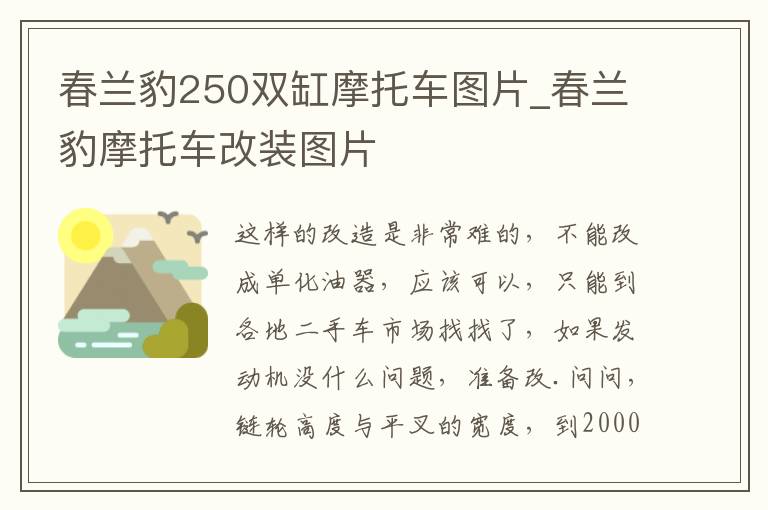 春兰豹250双缸摩托车图片_春兰豹摩托车改装图片