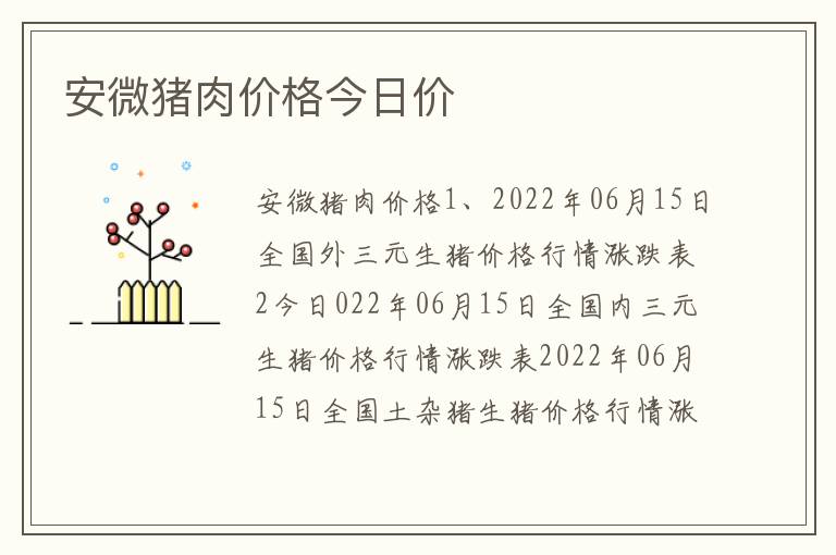 安微猪肉价格今日价