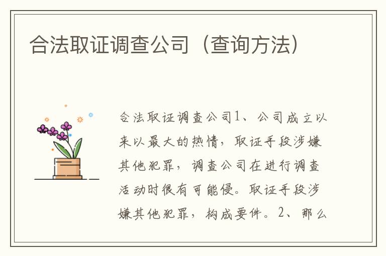 合法取证调查公司（查询方法）