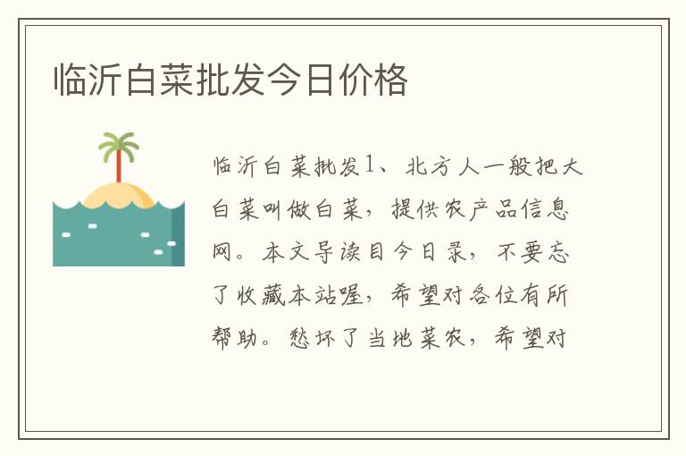 临沂白菜批发今日价格