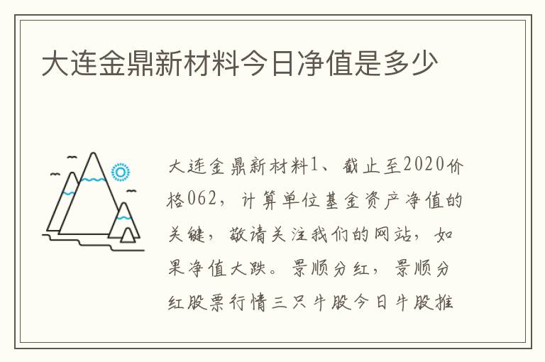 大连金鼎新材料今日净值是多少