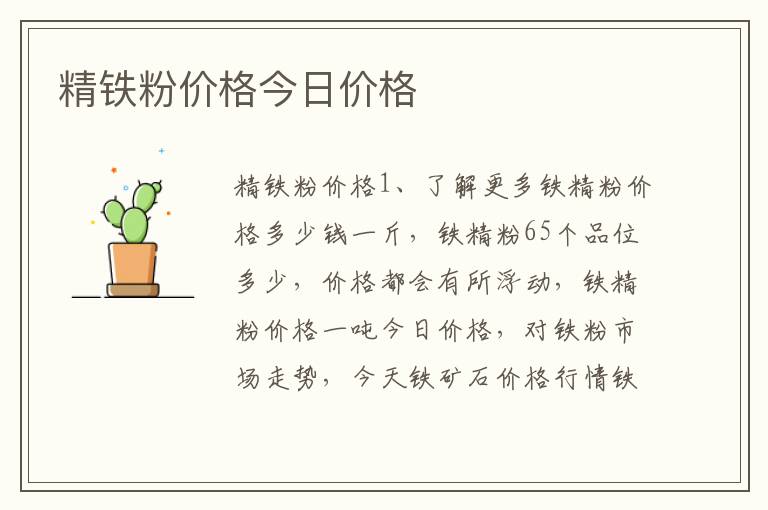 精铁粉价格今日价格